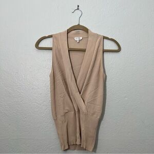 Max mara beige Ribbed faux wrap knit Sleeveless vest top